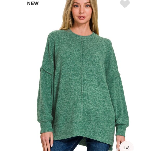 ✨NWT Zenana Brushed Melange Hacci Oversized Sweater - Picture 1 of 2